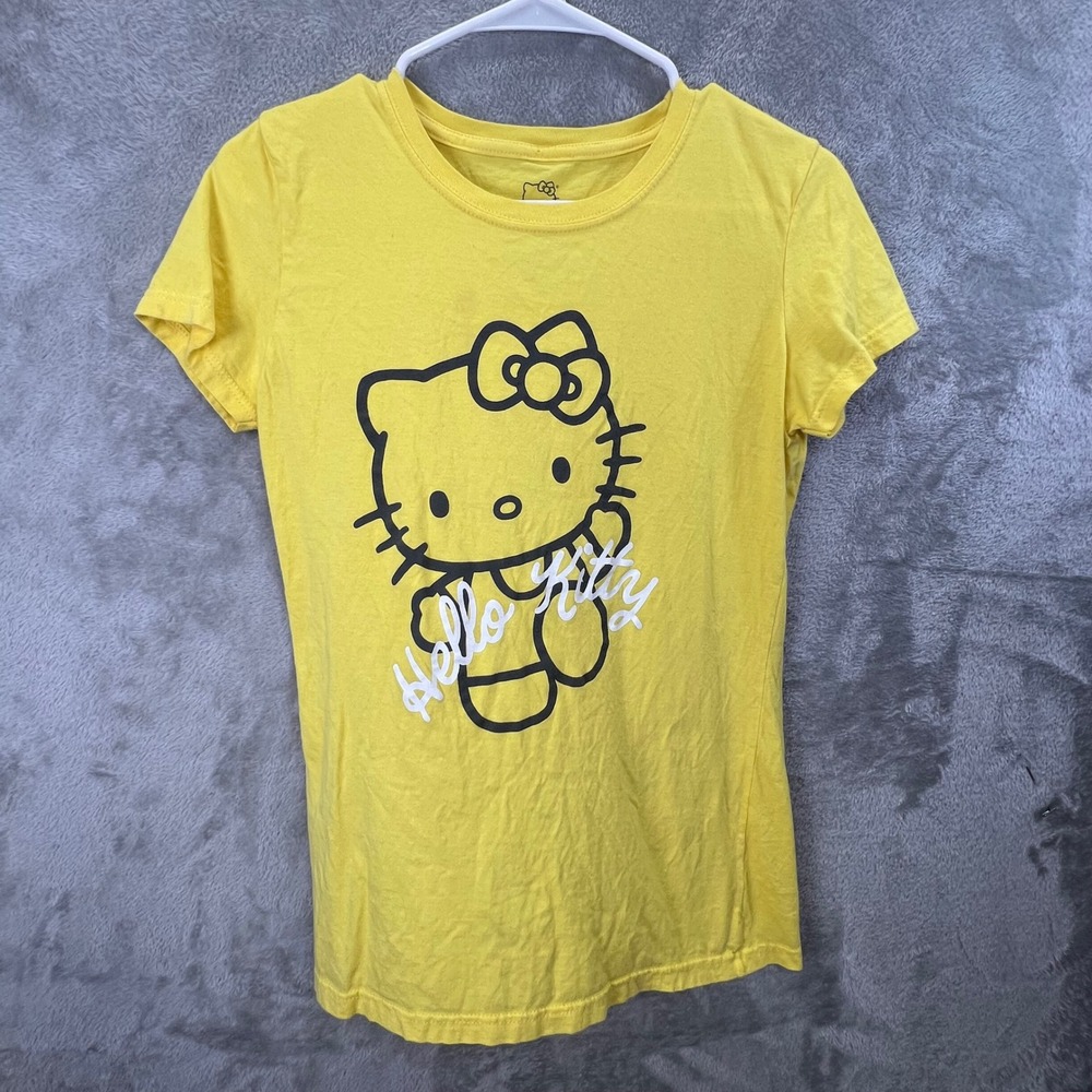 Hello Kitty Sanrio Yellow Graphic T-Shirt L Anime Core Soft Girl Y2K Kawaii